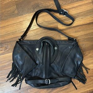 Black Leather Biker Jacket Purse